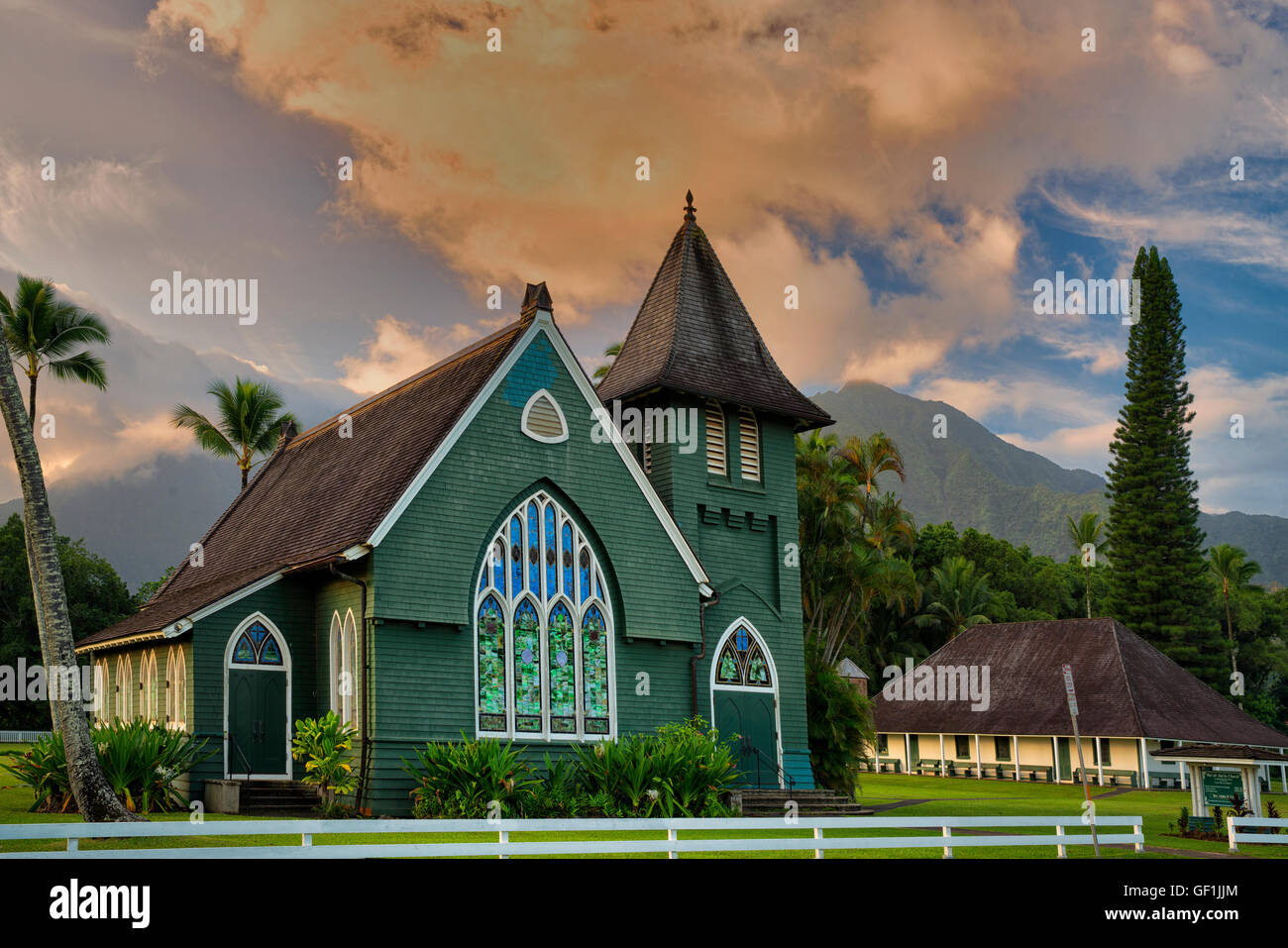 Wai Oli Huiia Kirche. Hanalei, Kauai, Hawaii Stockfoto