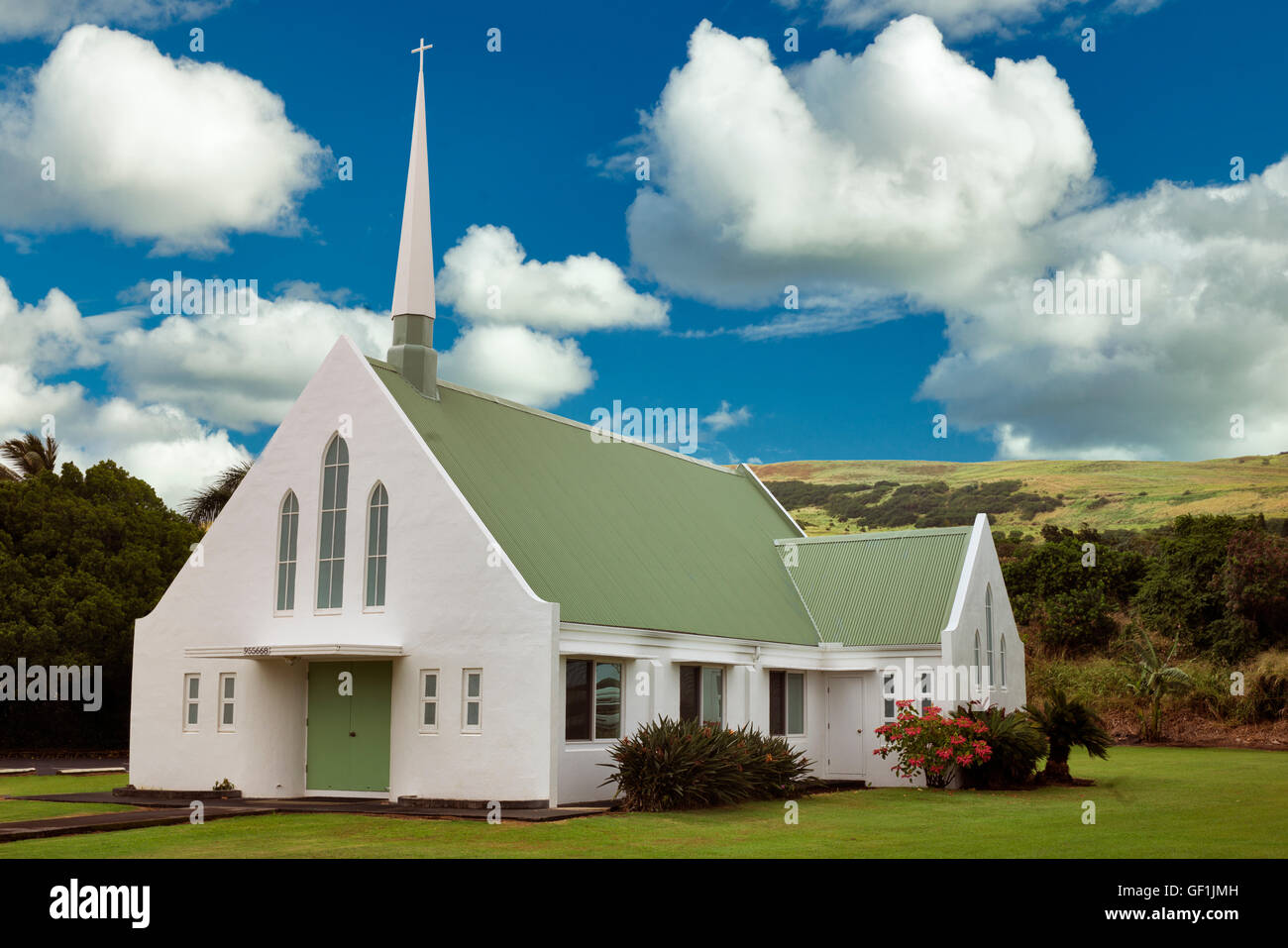 Evangelisch-methodistische Kirche. Naalehu, Hawaii. Die große Insel Stockfoto