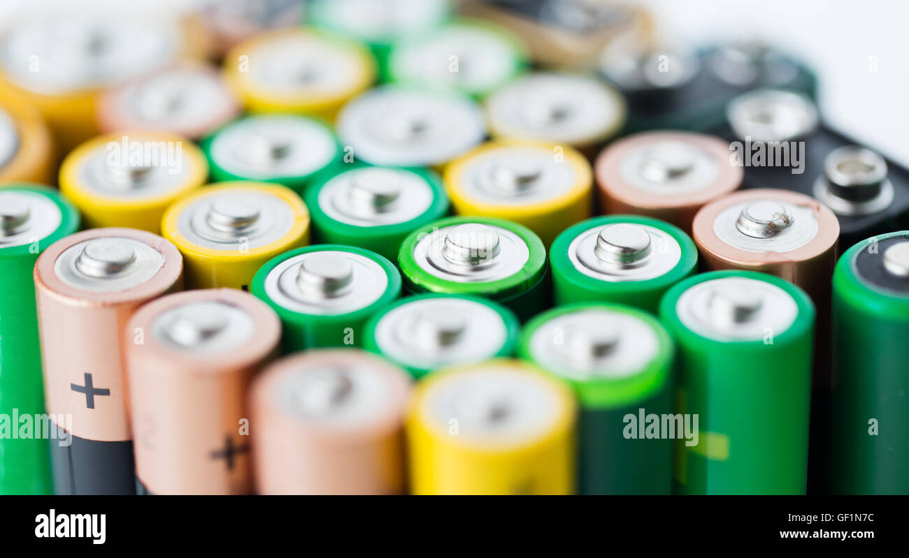 Nahaufnahme von alkaline-Batterien Stockfoto