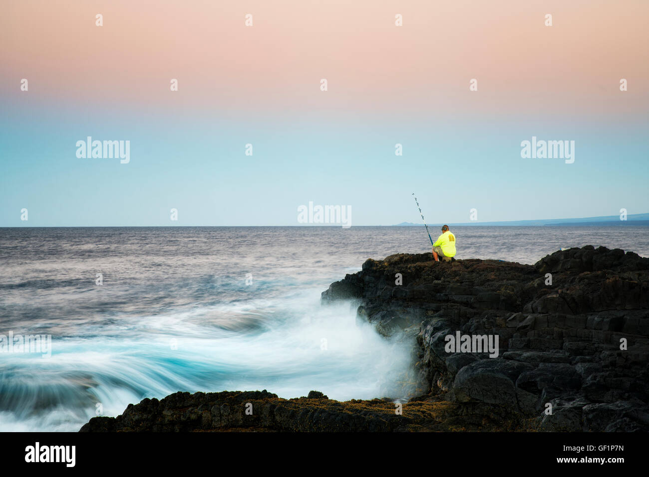 Fischer bei Sonnenaufgang. South Point. Hawaii (Big Island) Stockfoto
