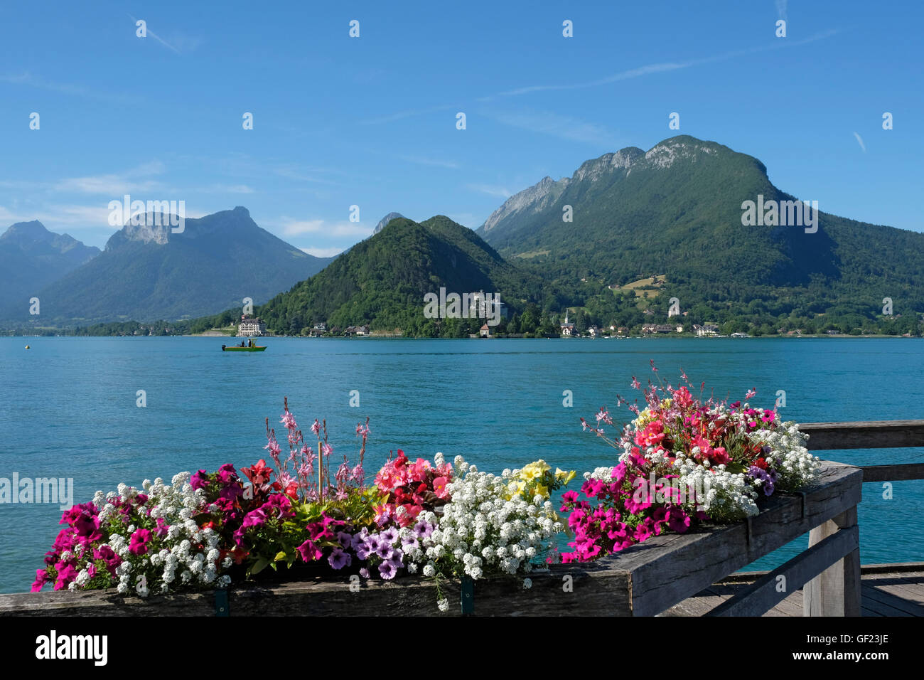 Blick über den Lac d ' Annecy von Talloires. Haute-Savoie, Frankreich. Stockfoto