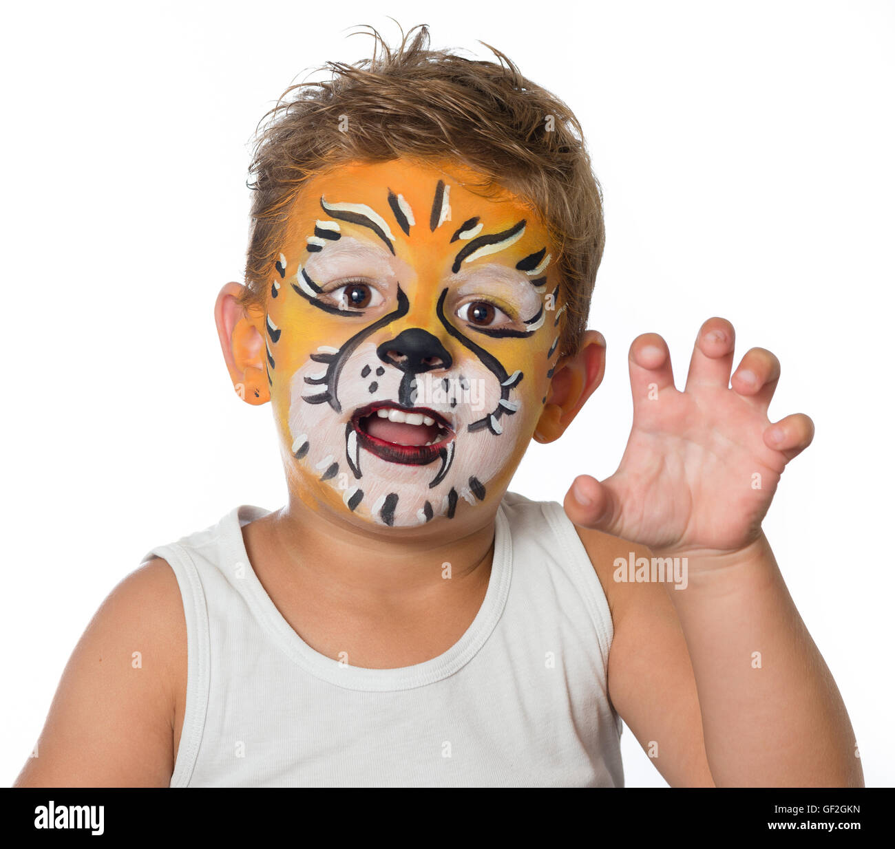 Schone Junge Kind Mit Kinderschminken Ein Tiger Oder Ein Lowe Stockfotografie Alamy
