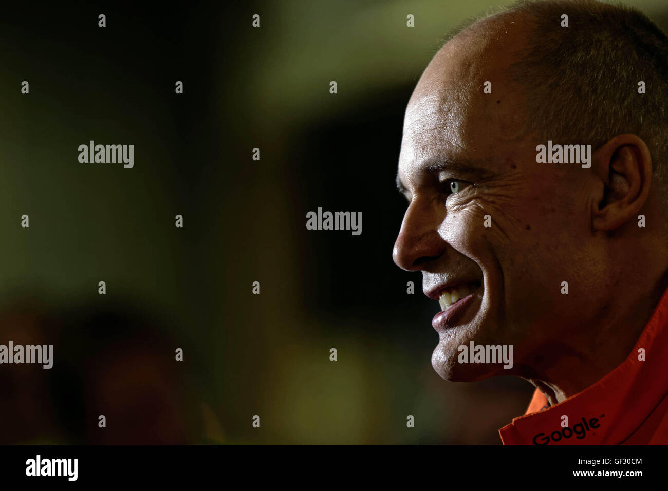 Bertrand Piccard der Schweiz bereitet sich auf seine betriebene Solarflugzeug Solar Impulse 2 Priotr am JFK Airport in New York ausziehen pilot. Stockfoto