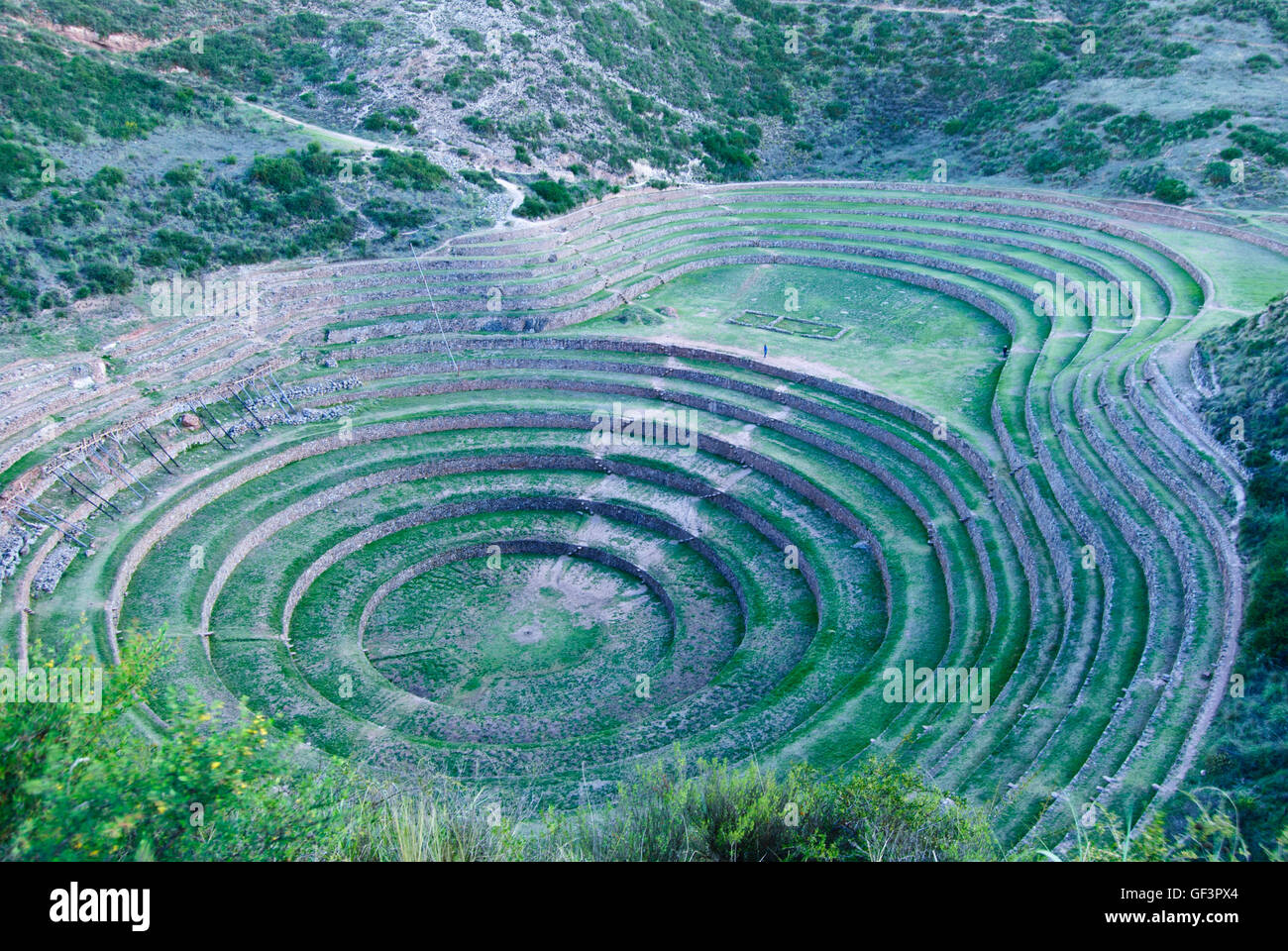 Kreisförmige Terrassen der antiken Zivilisation in Moray. Stockfoto
