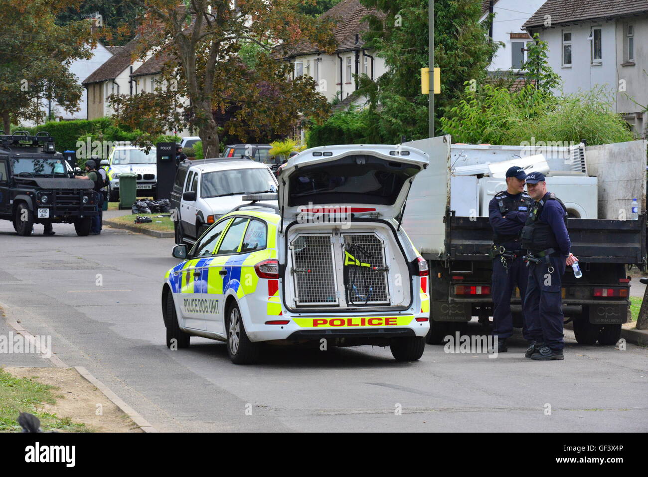 Englische Polizei-Einsatz in Surrey, England Stockfoto