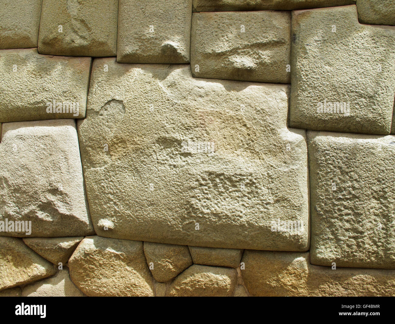 Die berühmten 12 abgewinkelt Stein auf Hatun Rumiyoc, die Straße des großen Steins, Cuzco Stockfoto