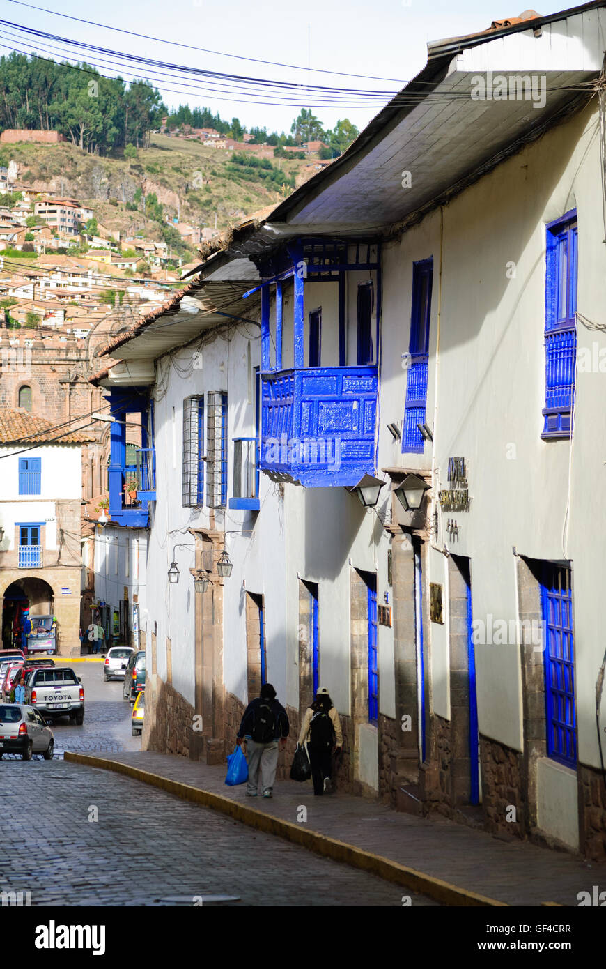 Schönes Licht, das Gebäude in Cuzco Stockfoto