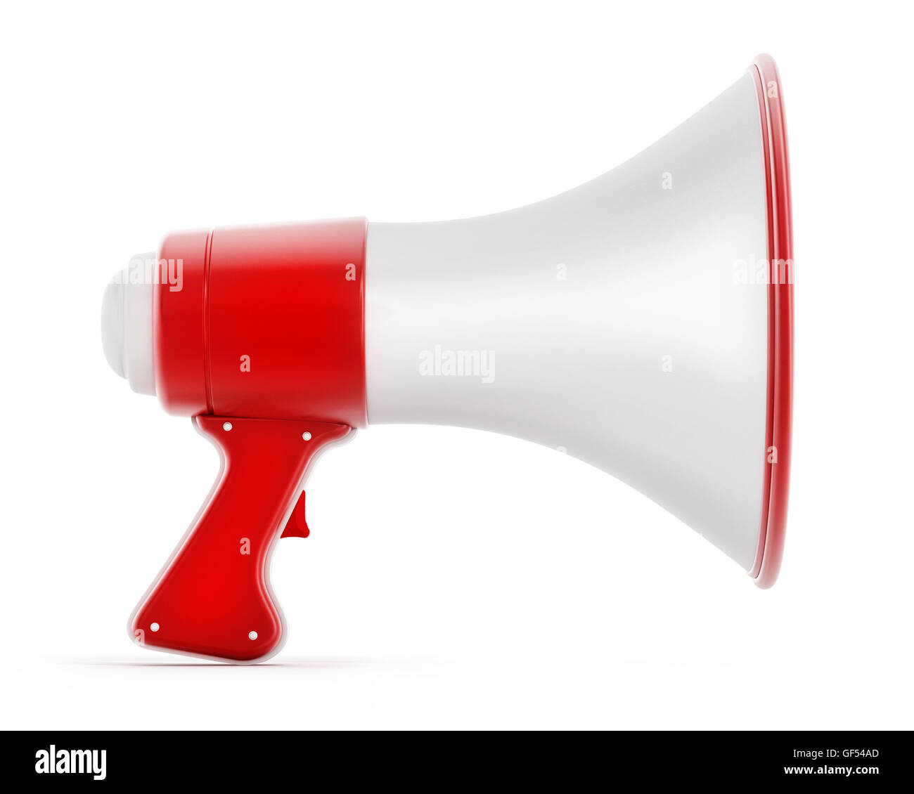 Megaphone isoliert auf weißem Hintergrund. 3D Illustration. Stockfoto