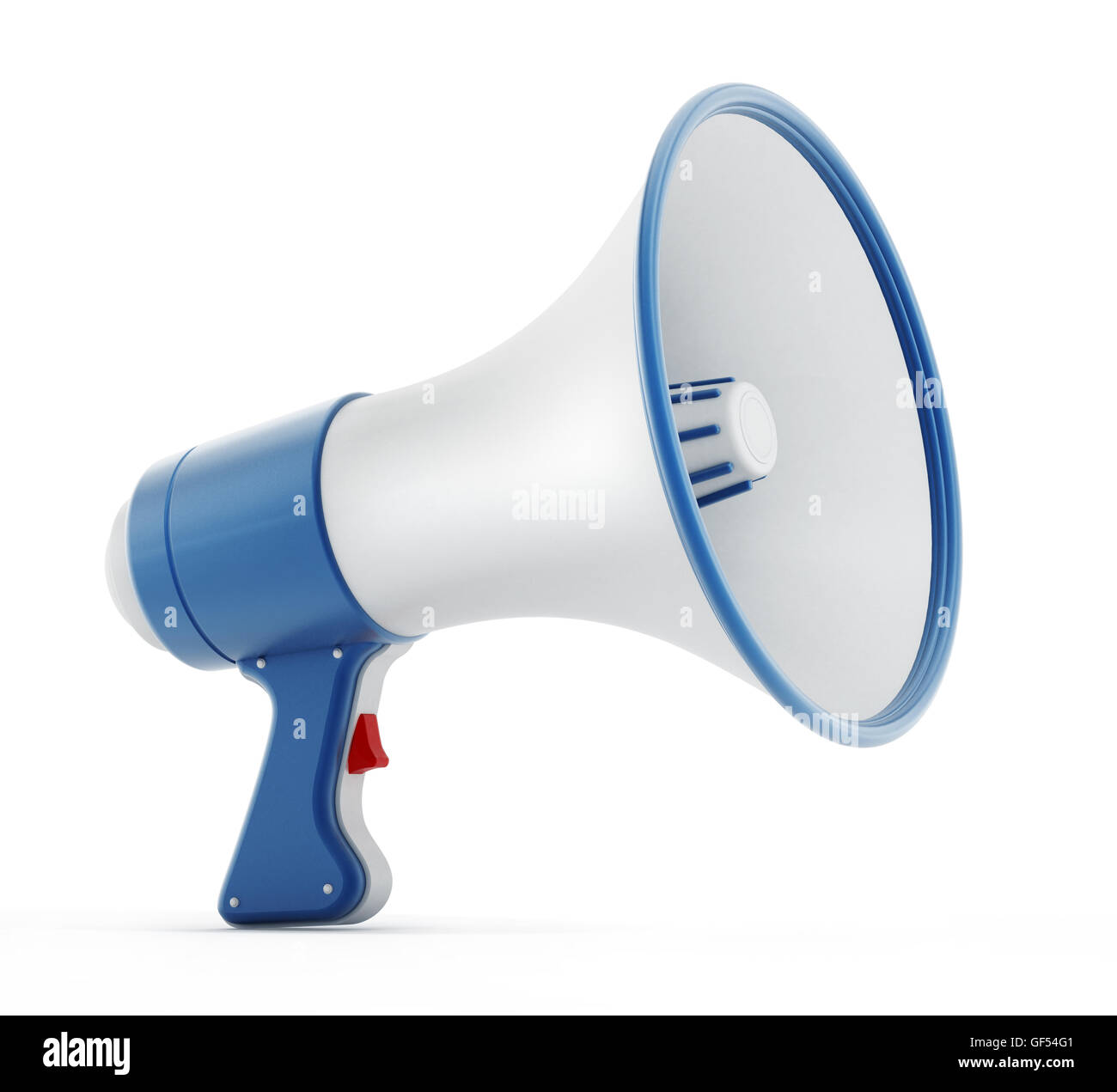 Megaphone isoliert auf weißem Hintergrund. 3D Illustration. Stockfoto