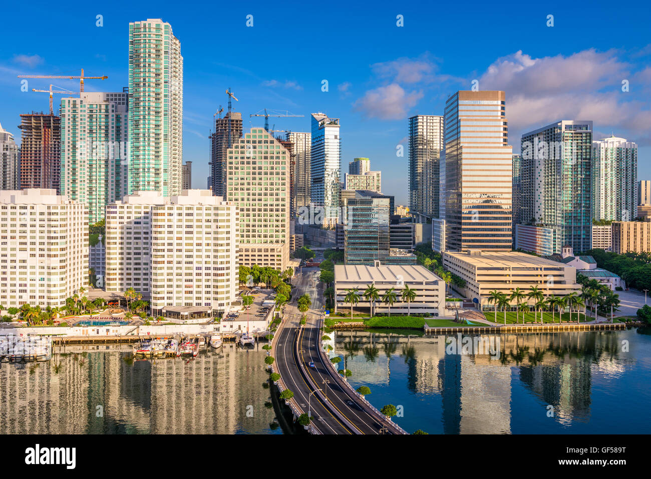 Miami, Florida, USA Innenstadt Skyline. Stockfoto