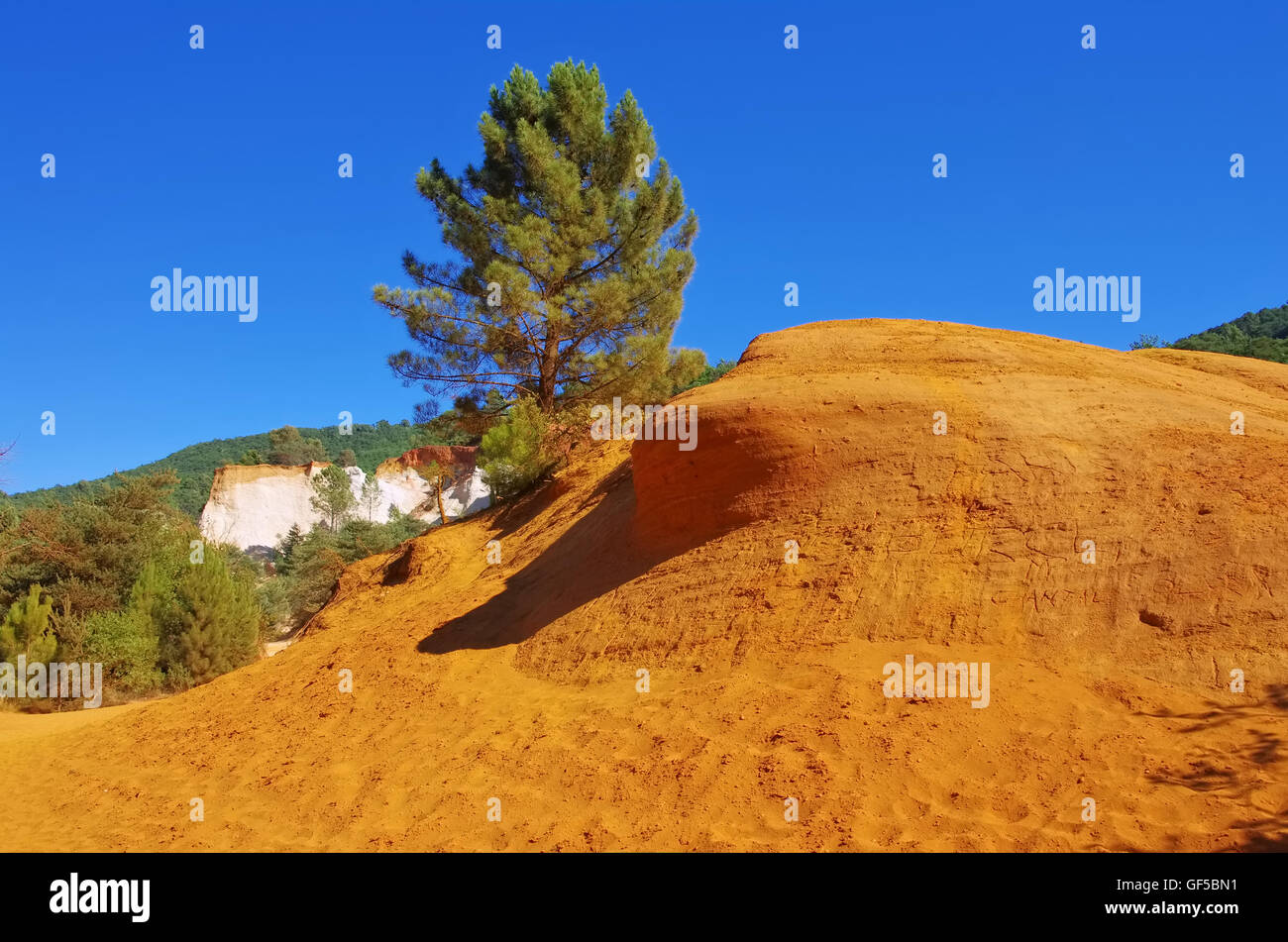 Rustel Ockerfelsen - Rustel Colorado, Ocker, Luberon, Provence, Frankreich Stockfoto