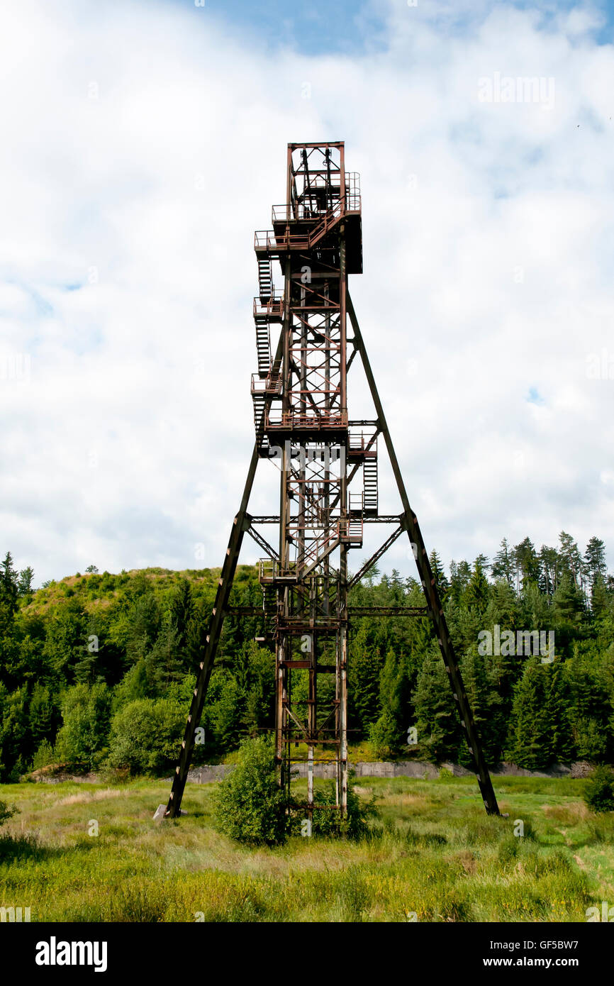 Alten Mine Förderturm - Banska Stiavnica - Slowakei Stockfoto