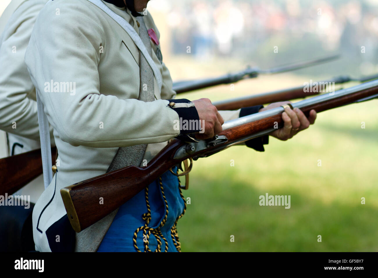 Historisches Reenactment der Schlacht von Napoleon genannt "dei Camolli" statt 16. April 1809 Villa Correr Dolfin Porcia - Pordeno Stockfoto