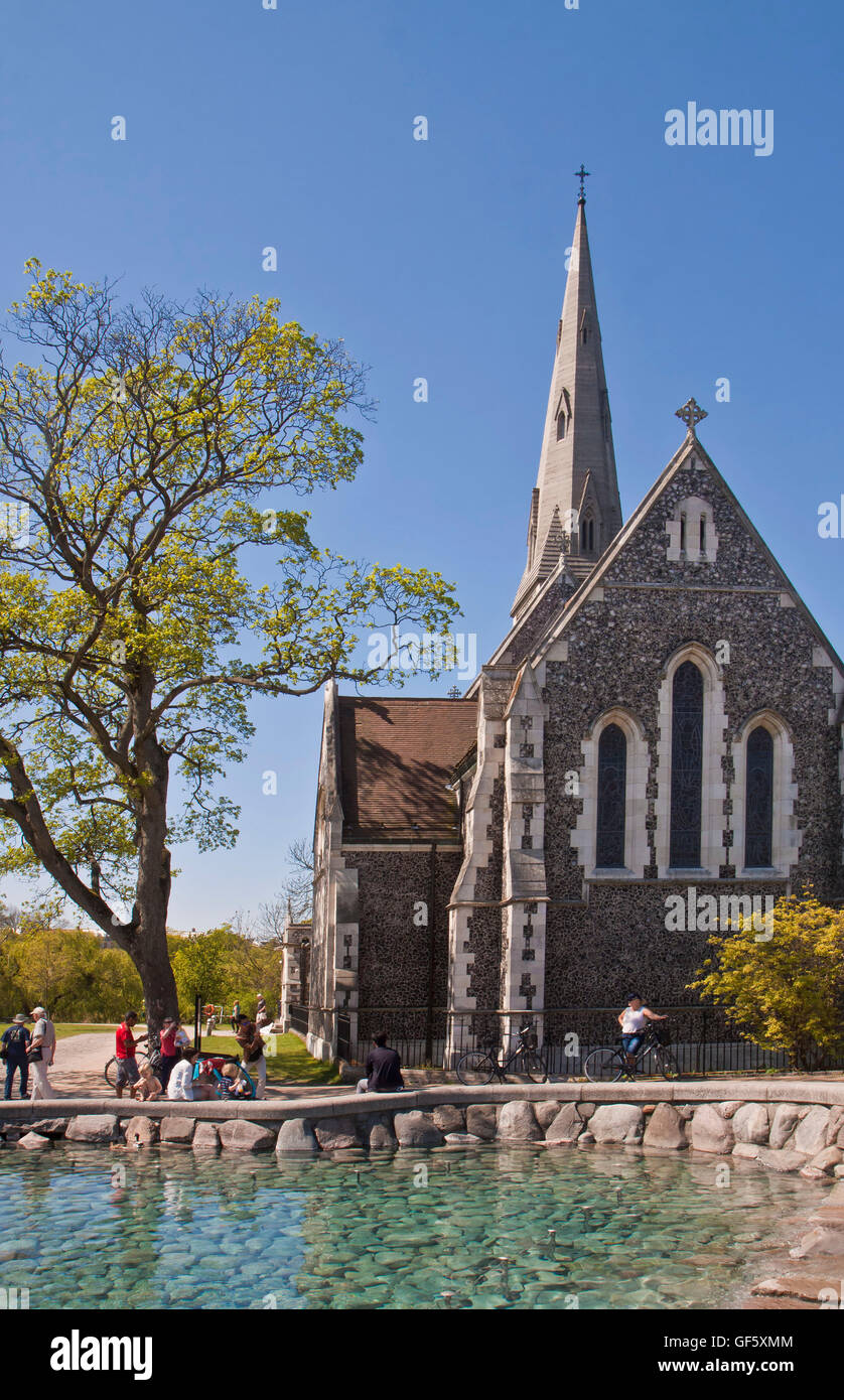 Kopenhagen, Dänemark - englische Kirche St. Alban, sagte auch der englischen Kirche von Kopenhagen. Es war von 1885 bis 1887 gebaut. Stockfoto