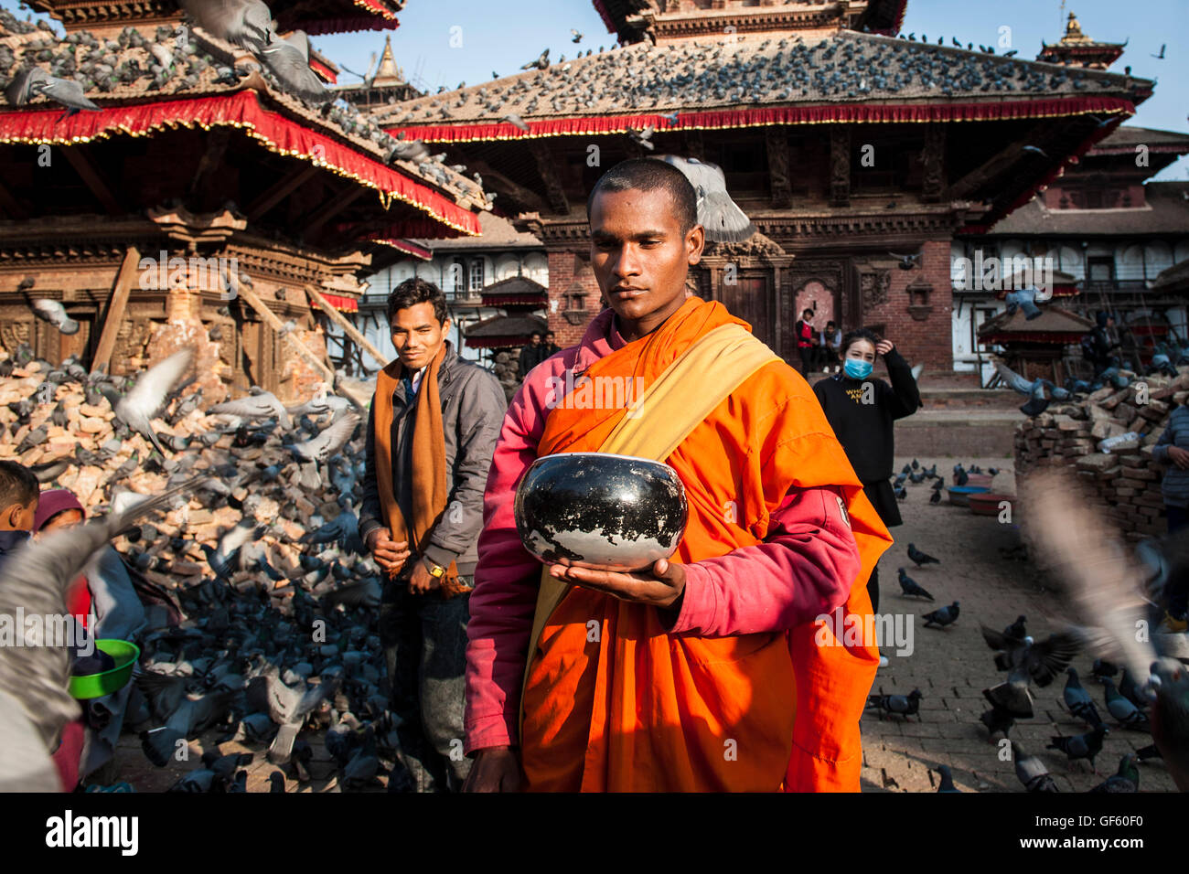 Nepal, Kathmandu Durbar Square, Mönch Stockfoto