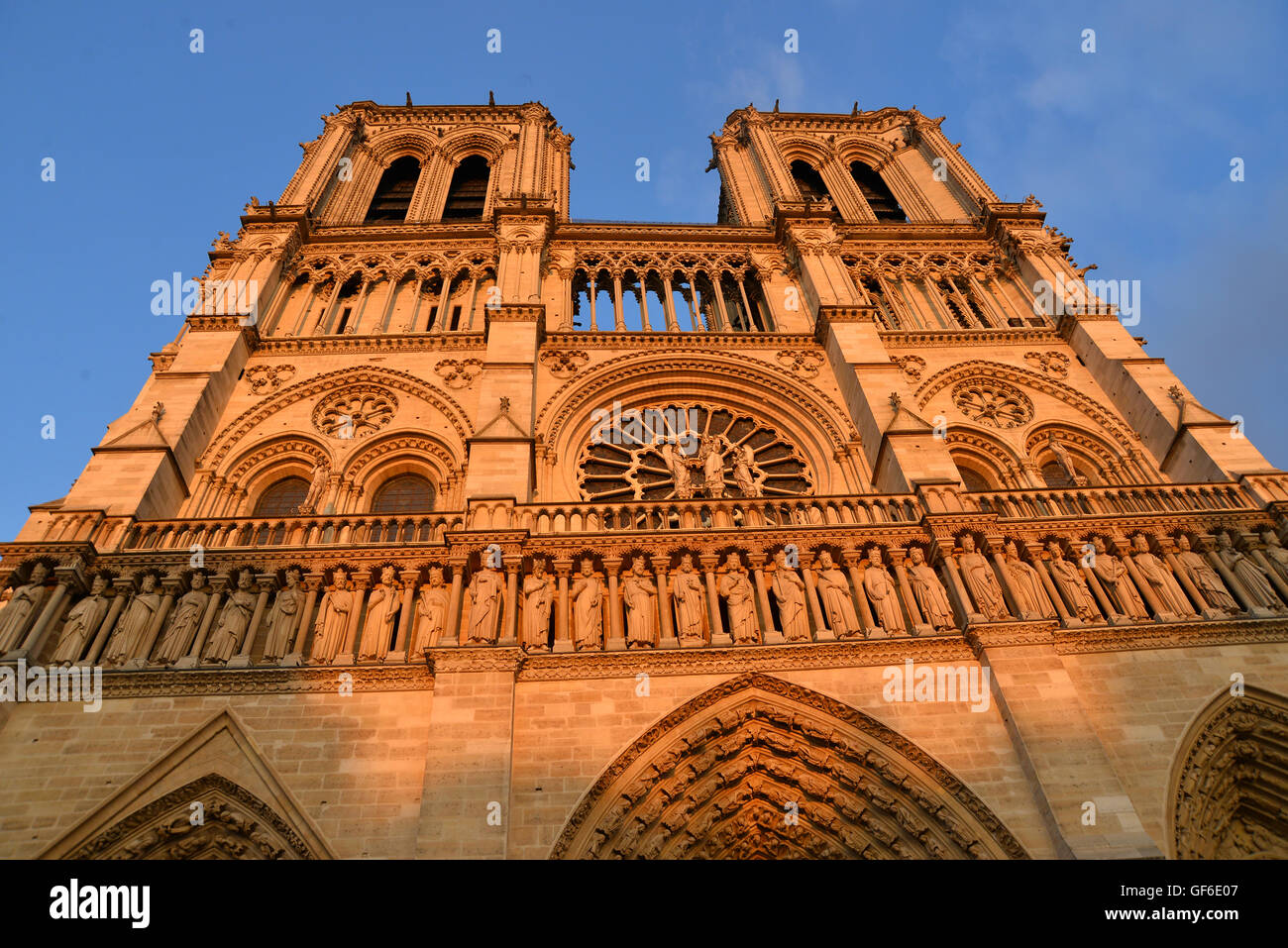 Notre Dame (Paris) in der Abendsonne Stockfoto