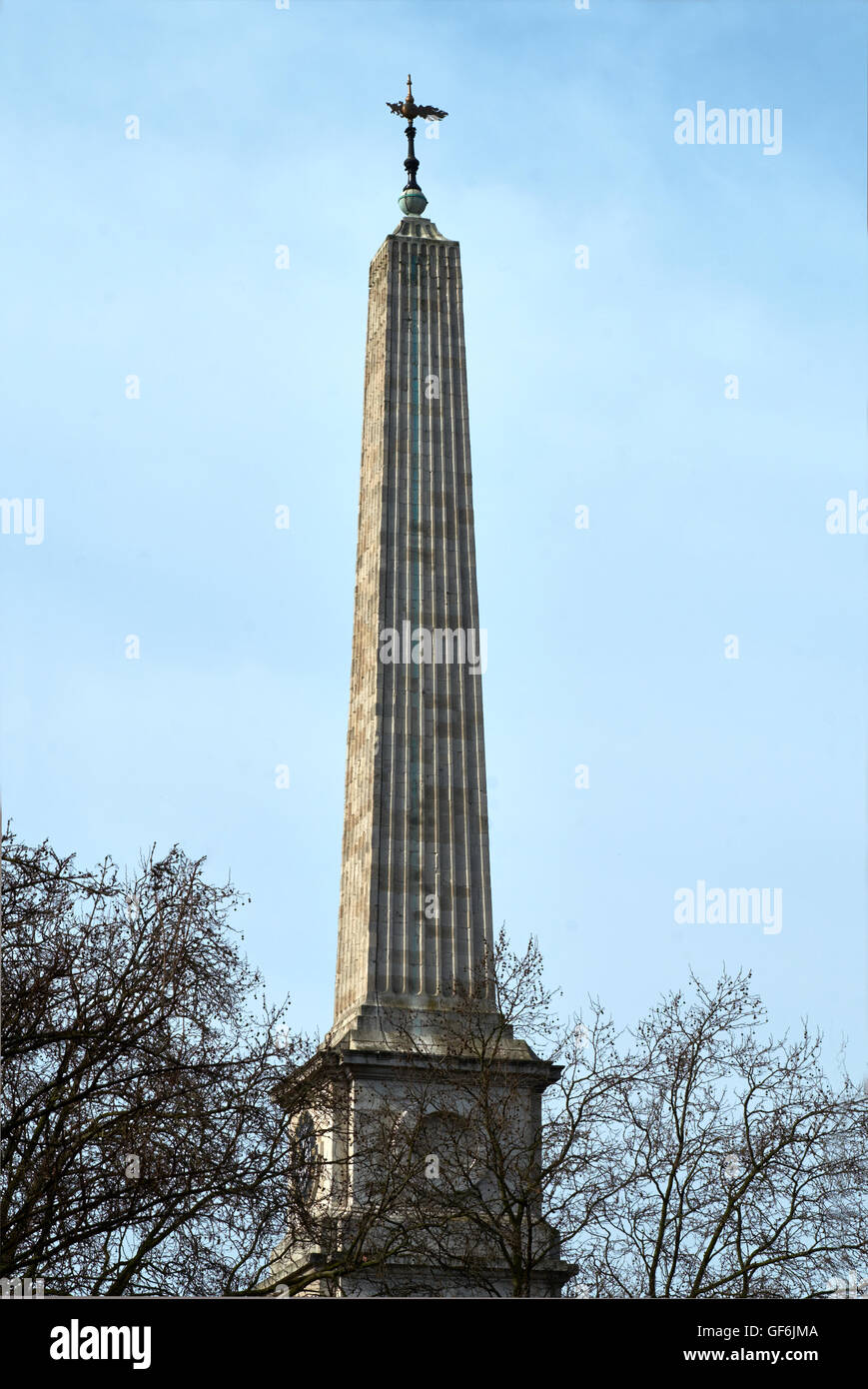 St Luke Old Street, Obelisk Turmspitze. Wahrscheinlich entworfen Nicholas Hawksmoor, 1727-1733. Stockfoto