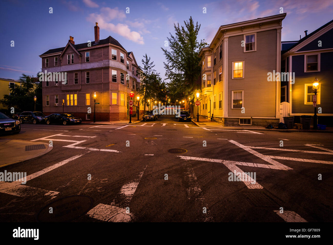 Kreuzung im Bunker Hill, Boston, Charlestown, Massachusetts. Stockfoto