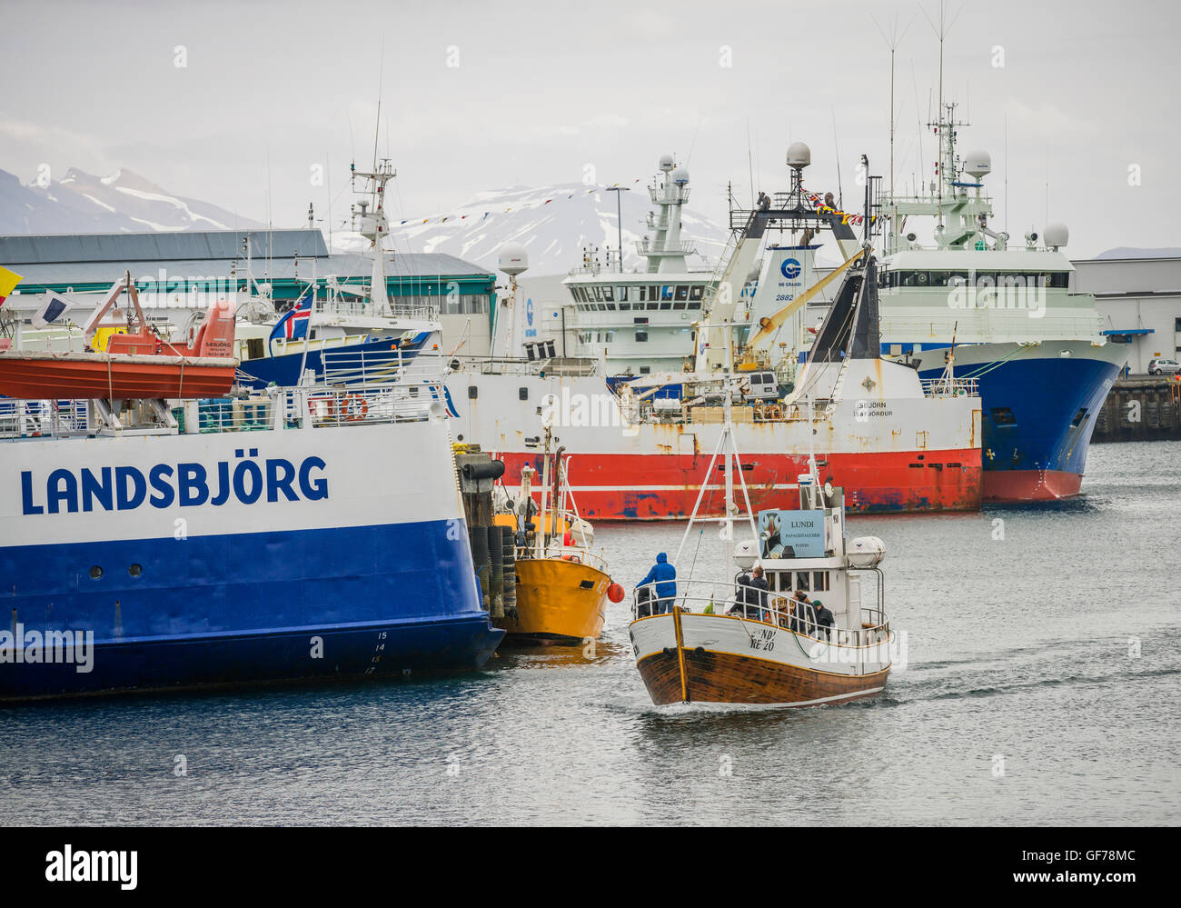 Schiffe und Boote auf der jährlichen Seemann Festival, Reykjavik, Island Stockfoto