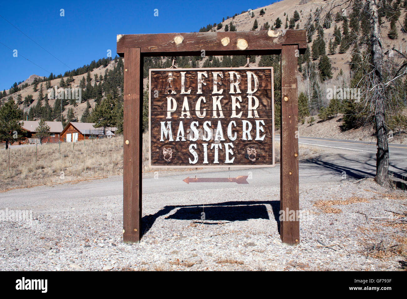 Alferd Verpacker Kannibalen Massaker Standort in Lake City Colorado Stockfoto