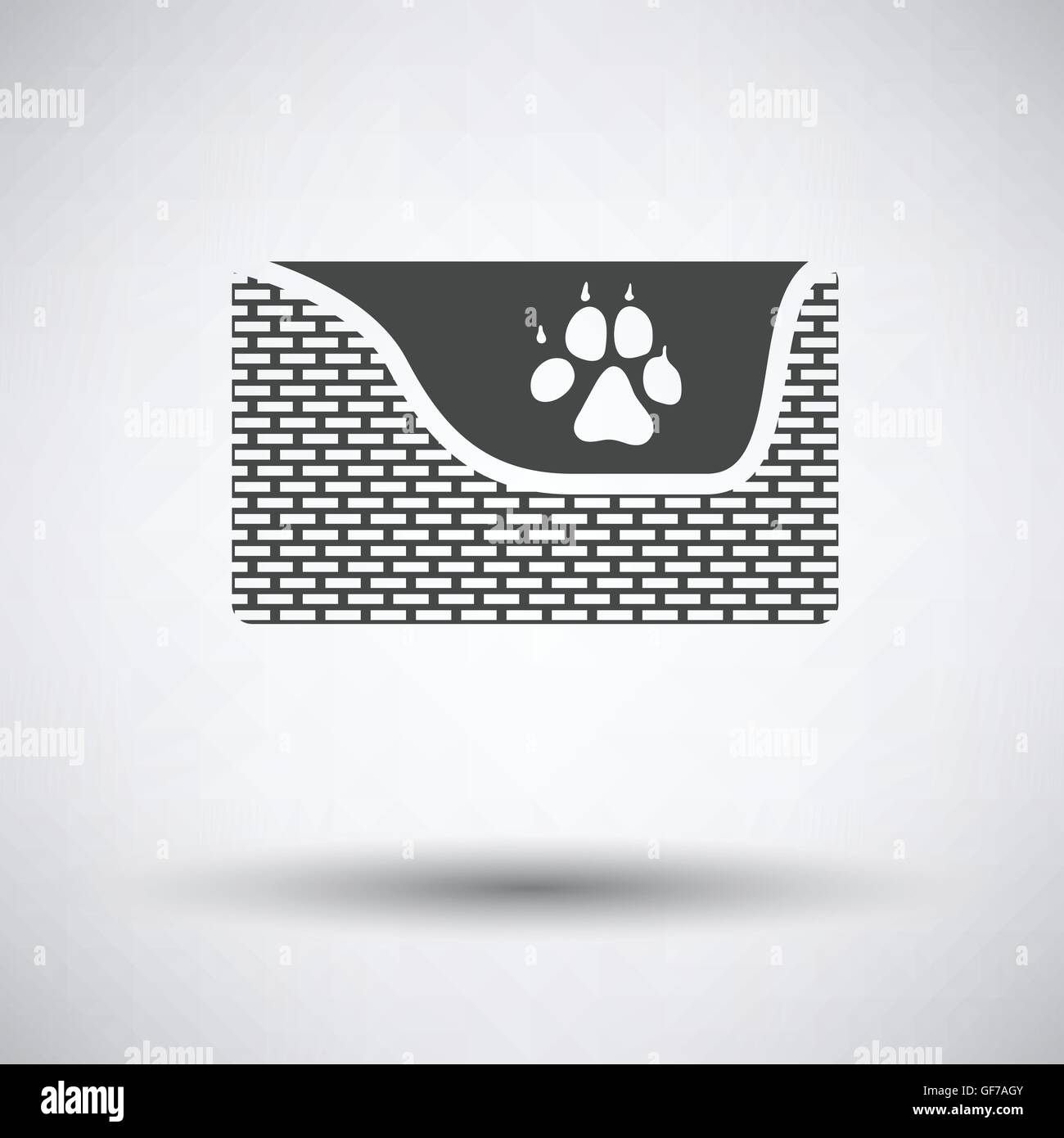 Hunde schlafen Warenkorb-Symbol auf grauem Hintergrund mit runden Schatten. Vektor-Illustration. Stock Vektor