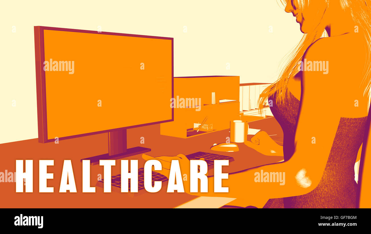 Medizinisches Konzept Kurs mit Frau betrachten Computer Stockfoto