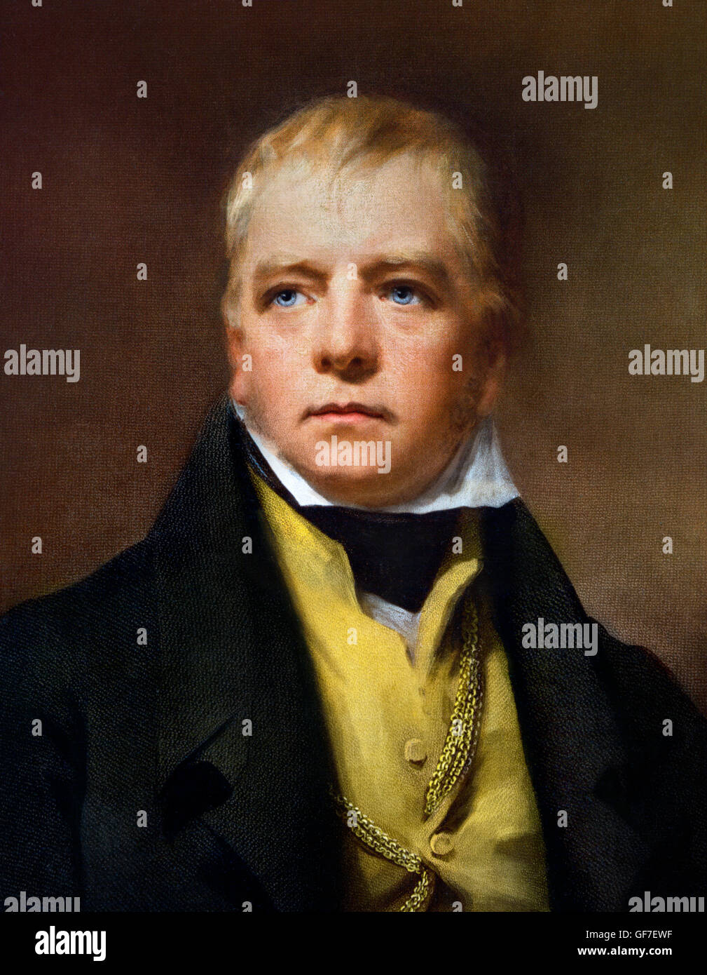 Sir Walter Scott. Porträt des schottischen Schriftstellers Walter Scott (1771 – 1832). Reproduktion nach einem Porträt von Henry Raeburn, 1822. Stockfoto