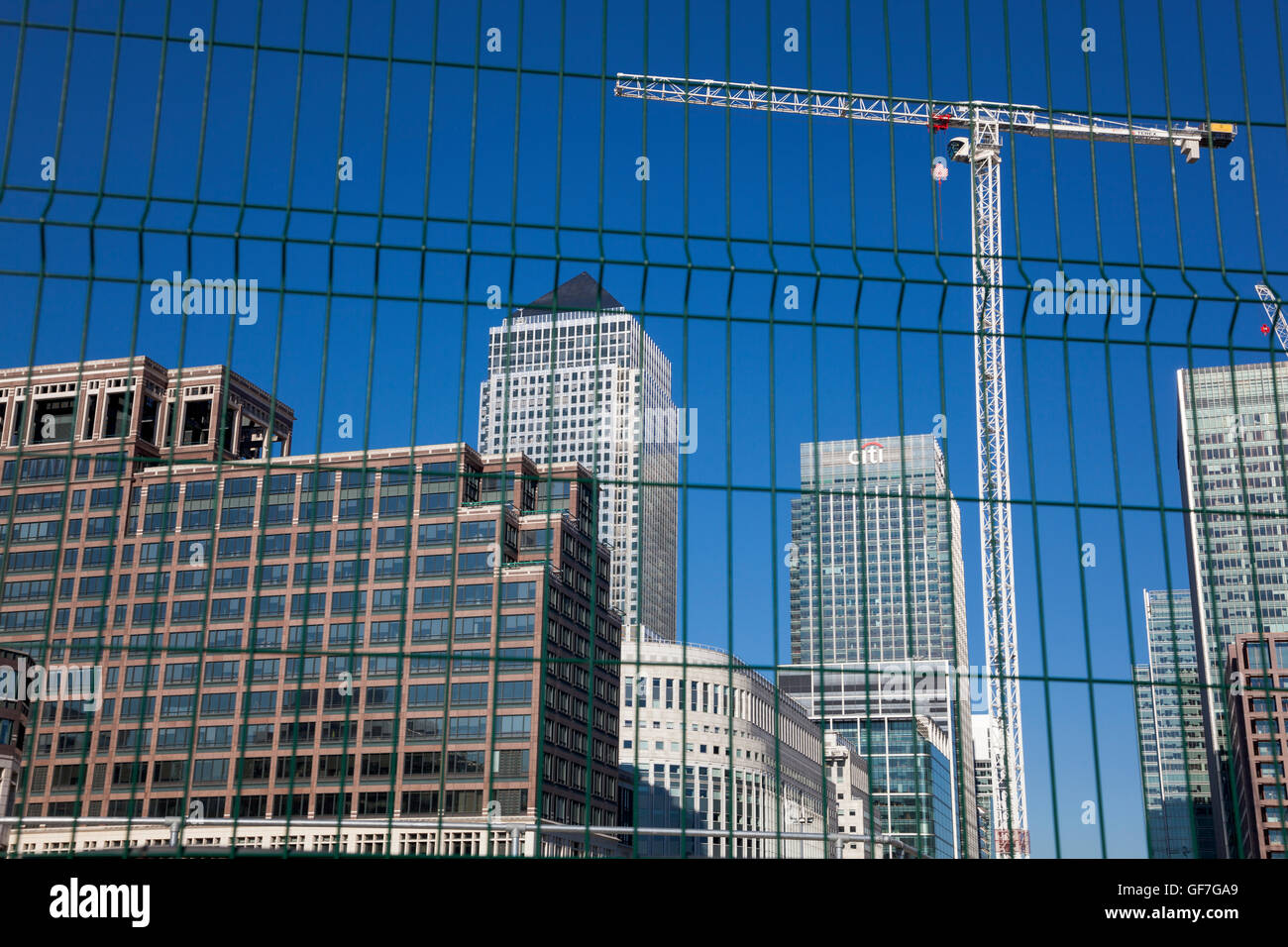 Canary Wharf-Kran und Baustelle Stockfoto