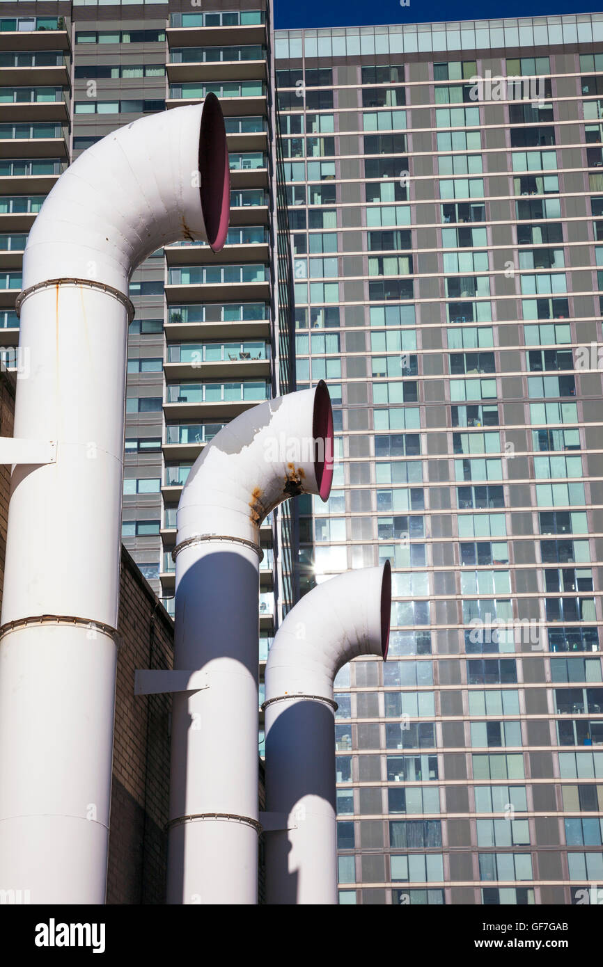 Vent Rohre Details der Architektur in Canary Wharf Stockfoto