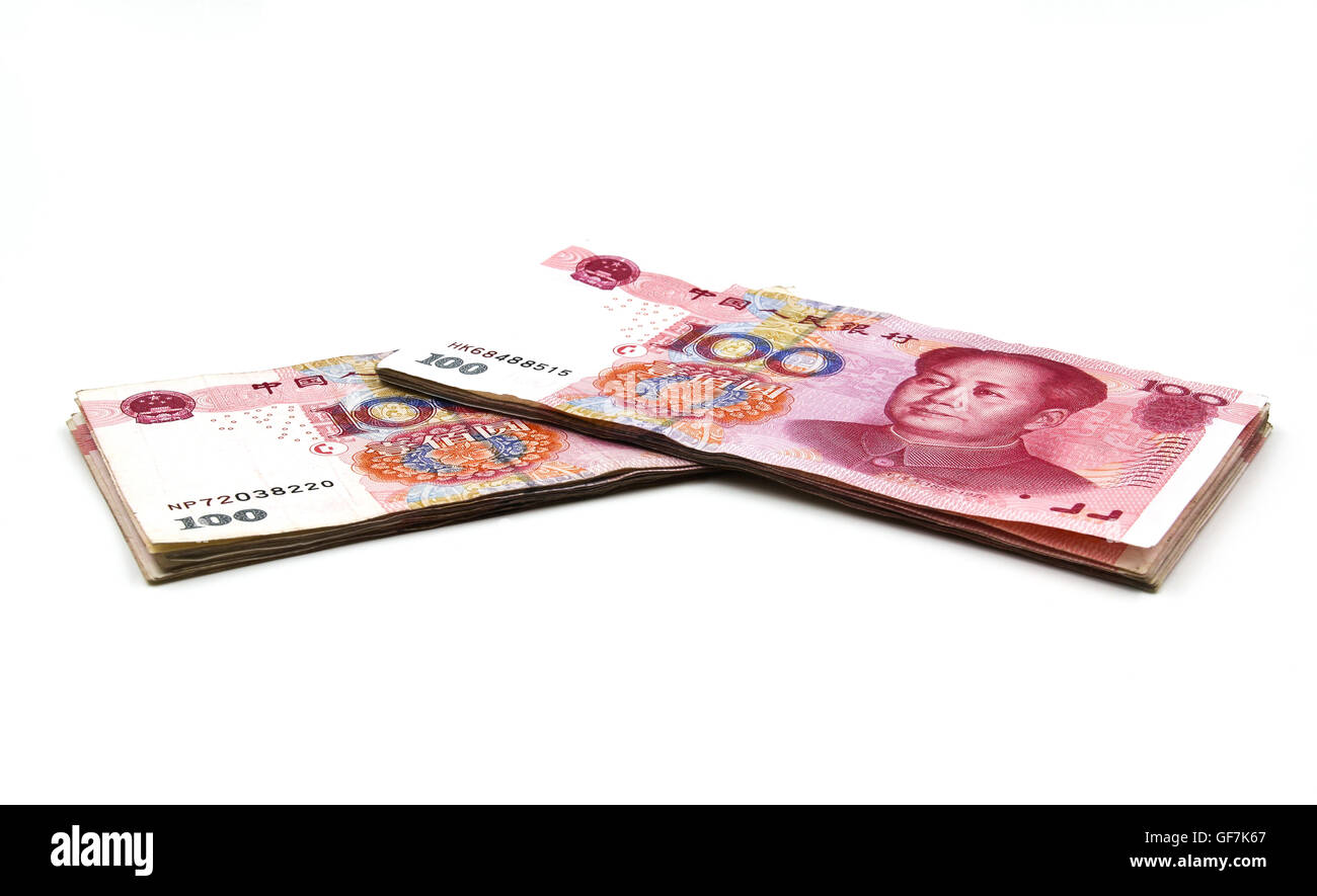 Chinesische Yuan Geld 100 Banknoten Stockfoto