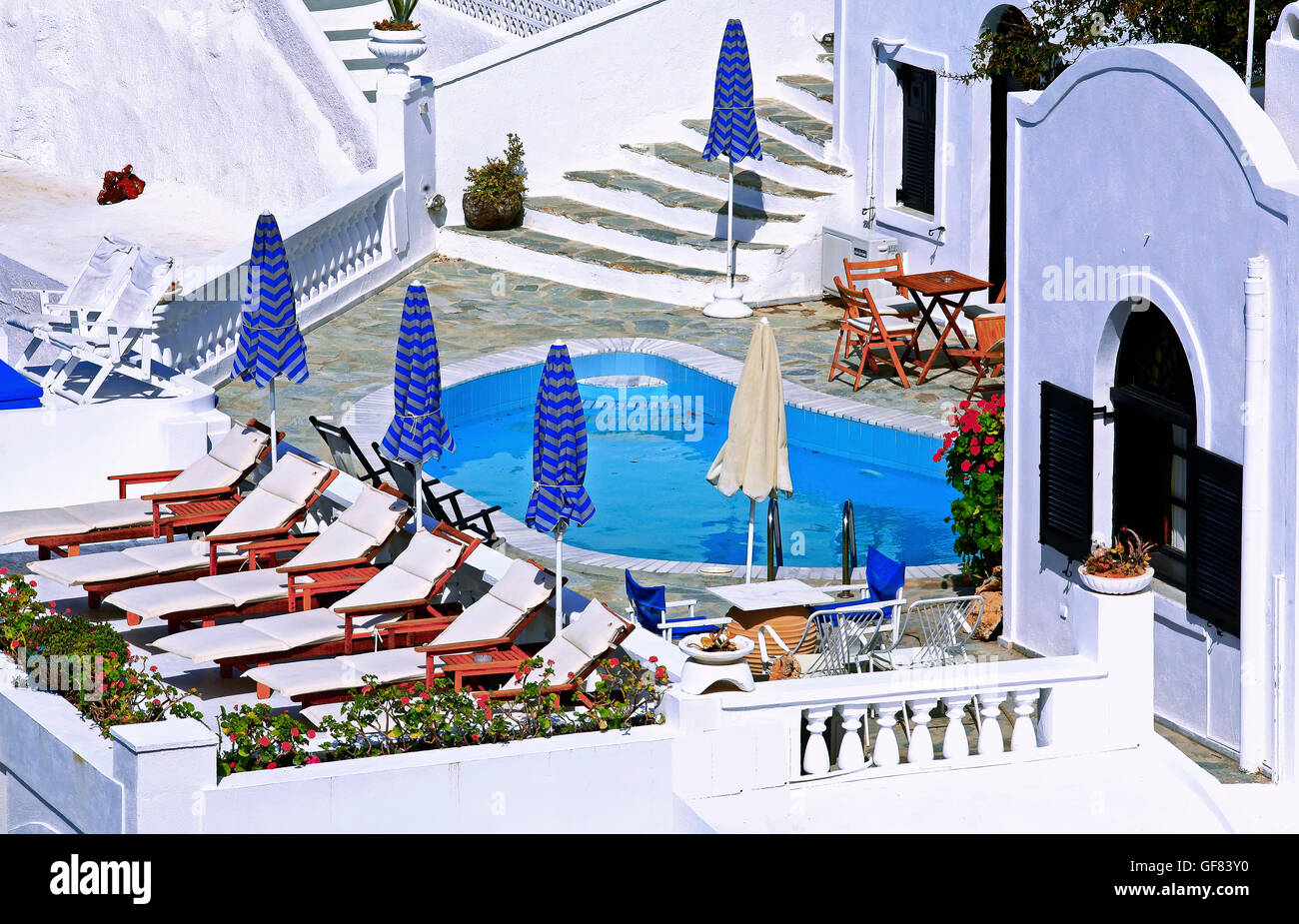 Hotel in Santorin, Kykladen, Griechenland Stockfoto