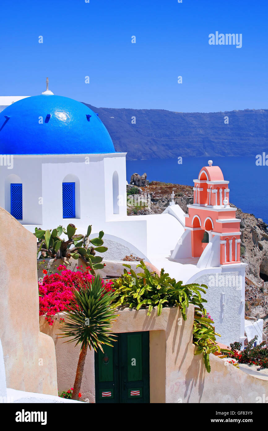 Das Dorf Oia in Santorini, Griechenland Stockfoto
