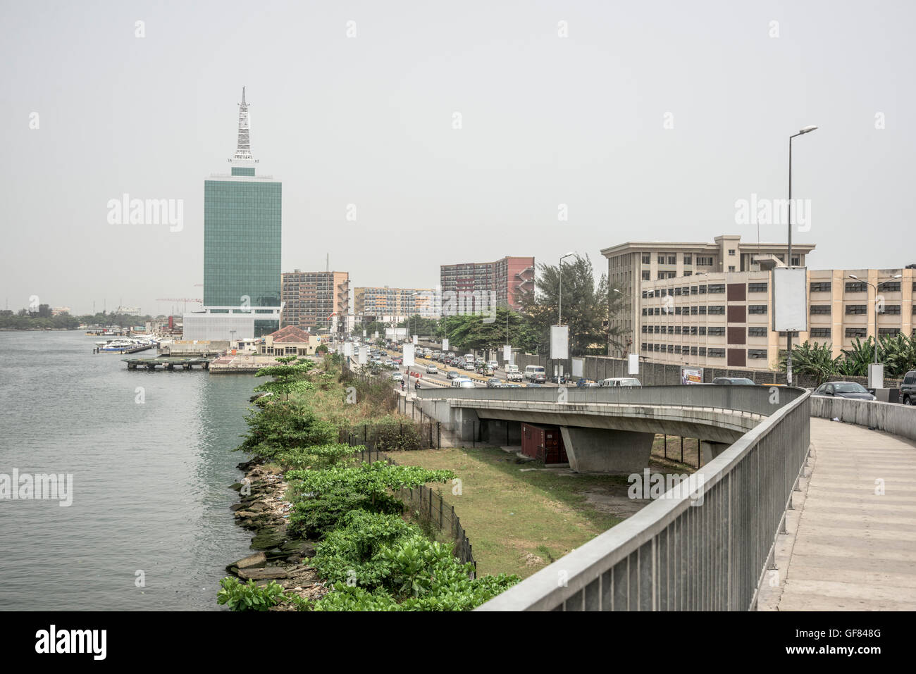 Victoria-Insel und die Lagune von Falomo Bridge, Lagos, Nigeria Stockfoto