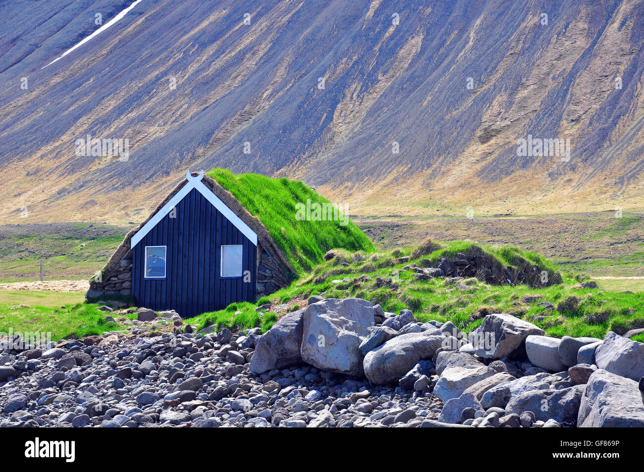 Öko-Haus in Island Stockfoto