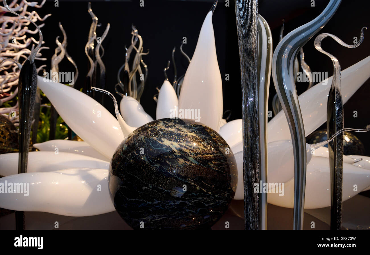Unterwasser Schilf Globen und Blumen aus Glas von Dale Chihuly ROM Toronto Stockfoto