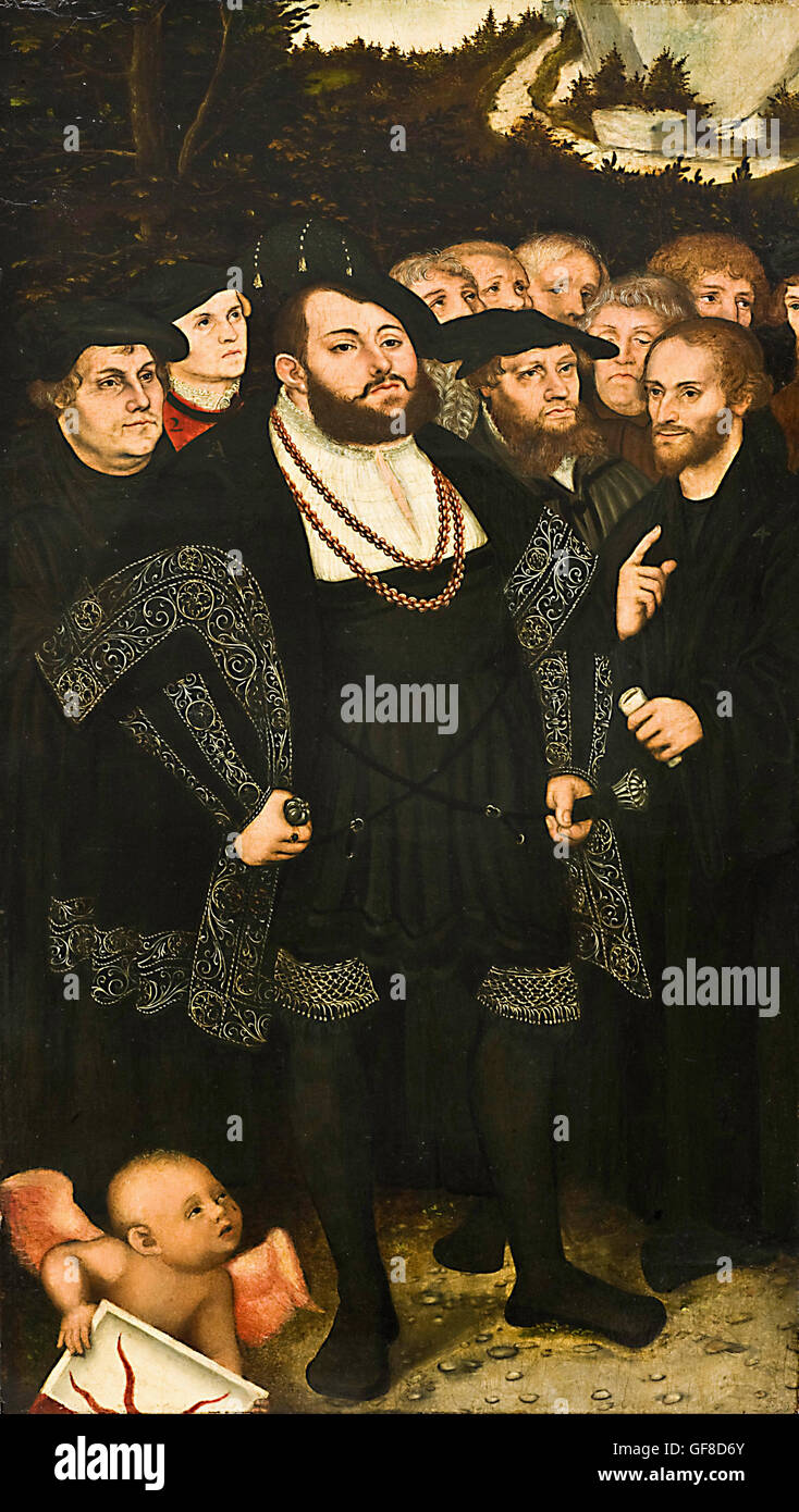 Lucas Cranach der jüngere - Martin Luther und die Wittenberger Reformatoren Stockfoto