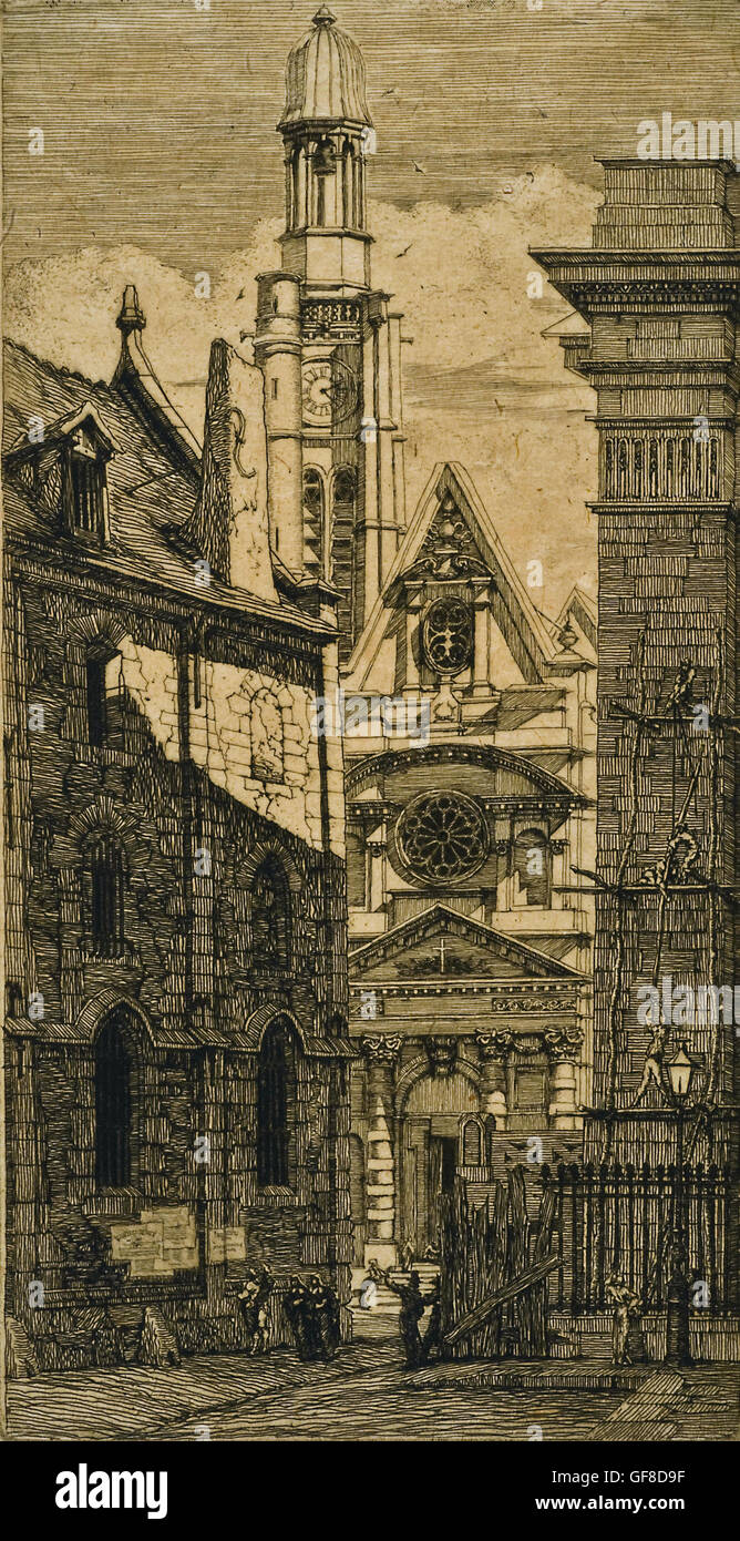 Charles Meryon - St. Etienne-du-Mont, Paris, von Eaux-Fortes Sur Paris (Radierungen von Paris) Stockfoto