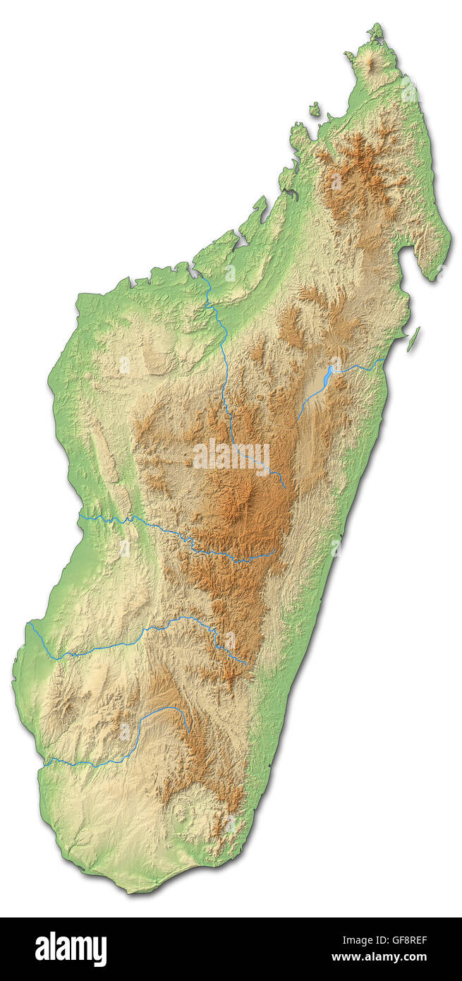 Landkarte von Madagaskar mit schattierten Relief. Stockfoto