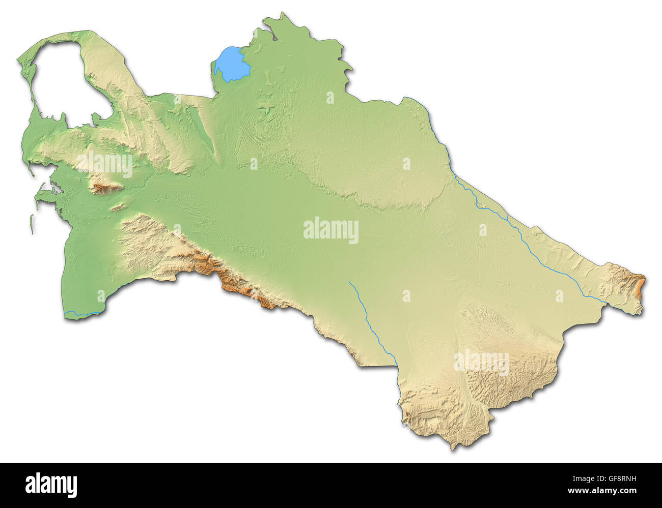 Reliefkarte von Turkmenistan mit schattierten Relief. Stockfoto