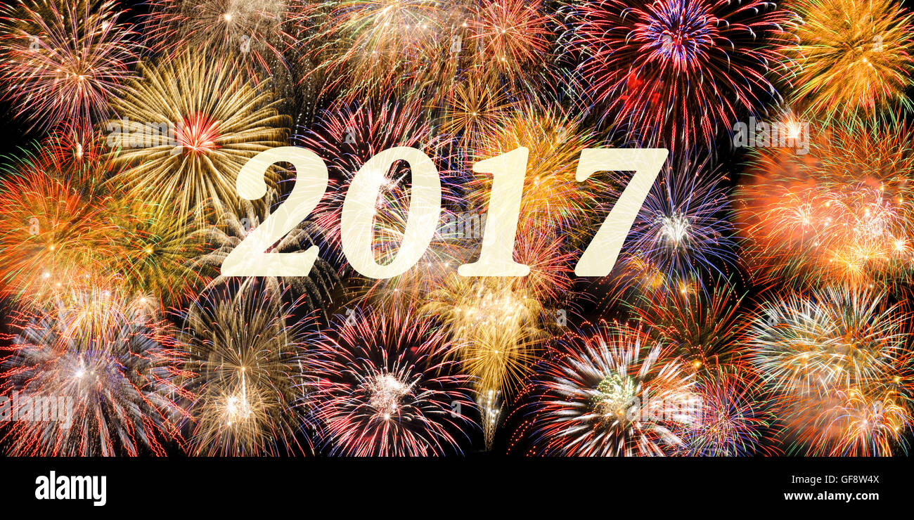 Feuerwerk zu Silvester 2017 Stockfoto