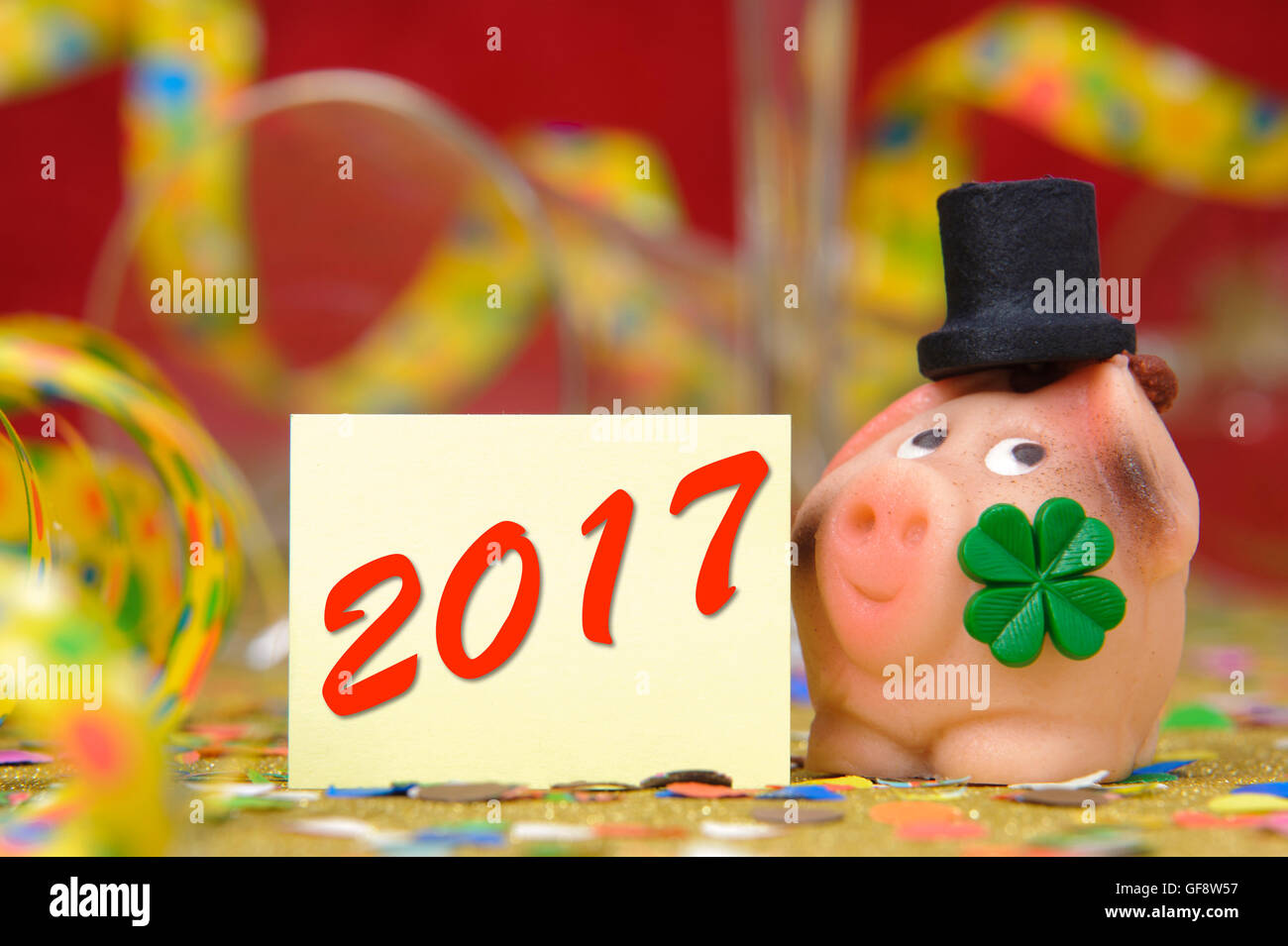 Marzipan-Talisman zu Silvester 2017 Stockfoto