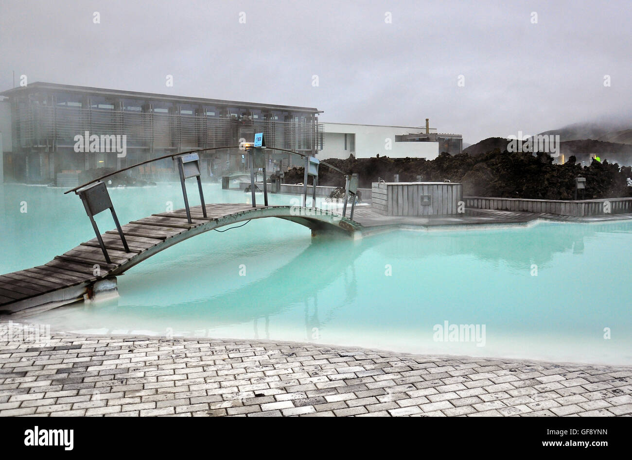 REYKJAVIK, Island - 7.Juni: Berühmte blaue Lagune geothermische Spa in Reykjavik am 7. Juni 2013. Stockfoto