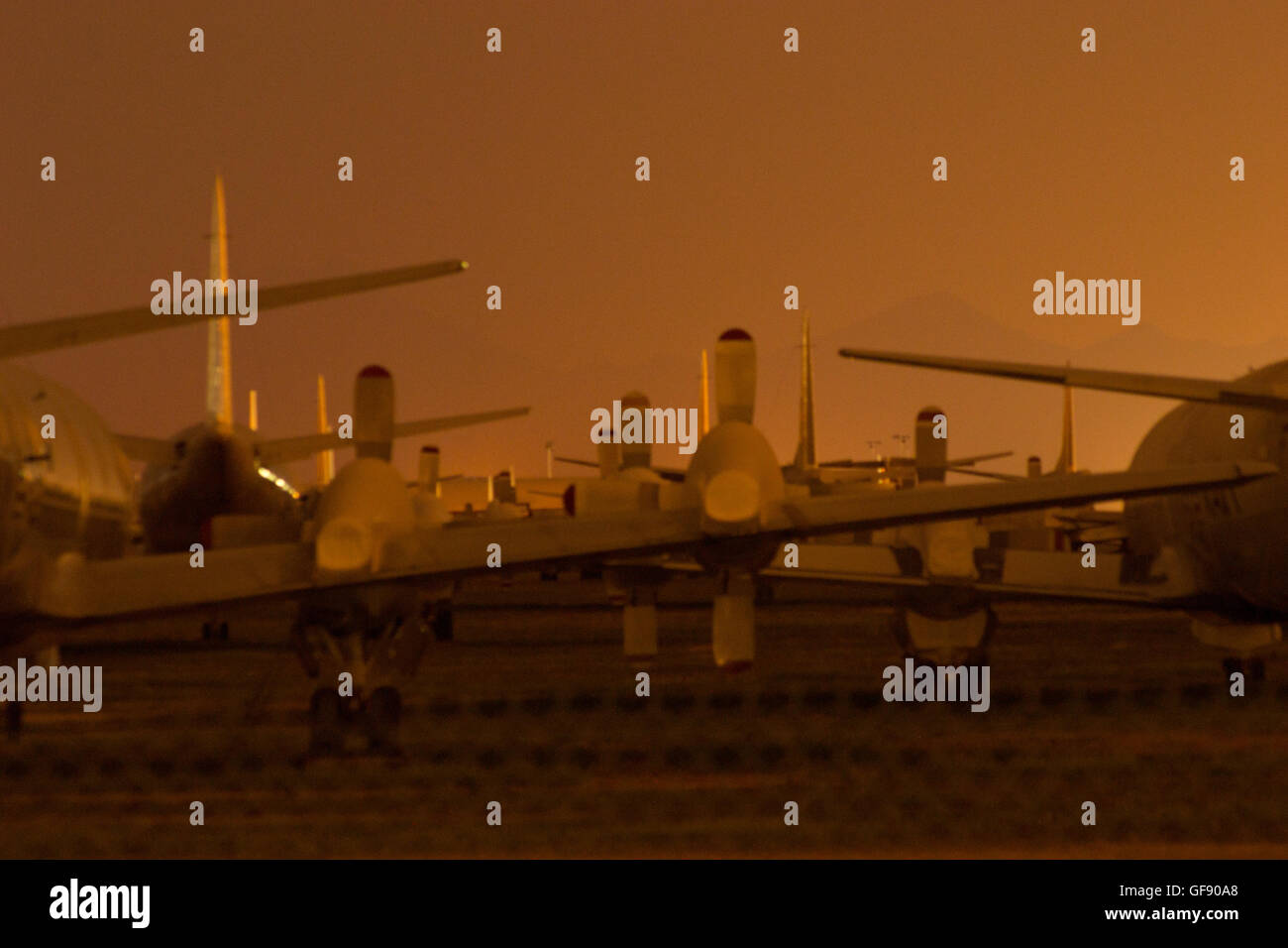 Flugzeuge in Ruhe für so weit das Auge sehen können. Stockfoto