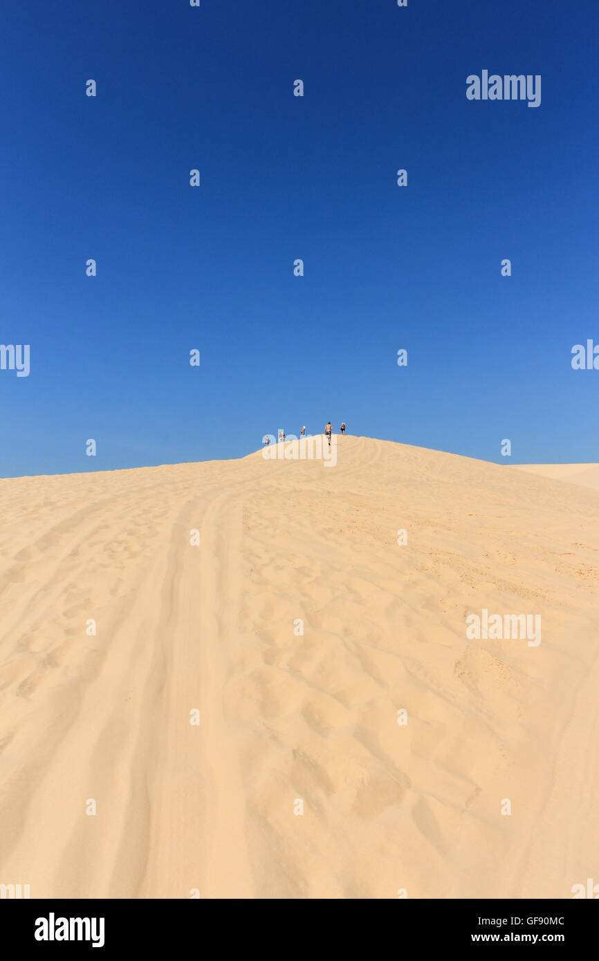 Menschen in der Wüste im weißen Sand Dune in Mui Ne, vietnam Stockfoto