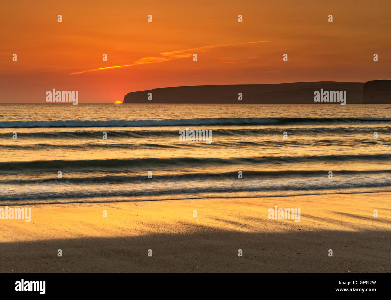 Sonnenuntergang am nördlichsten Punkt des Scotland Stockfoto