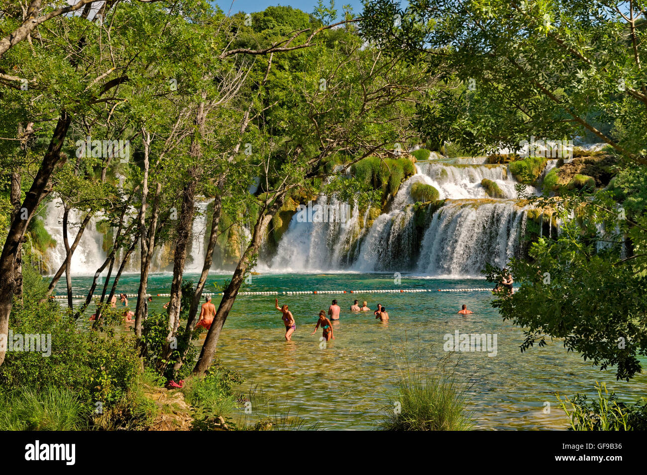 Lower Falls im Krka Nationalpark in der Nähe von Sibenik, Kroatien Stockfoto