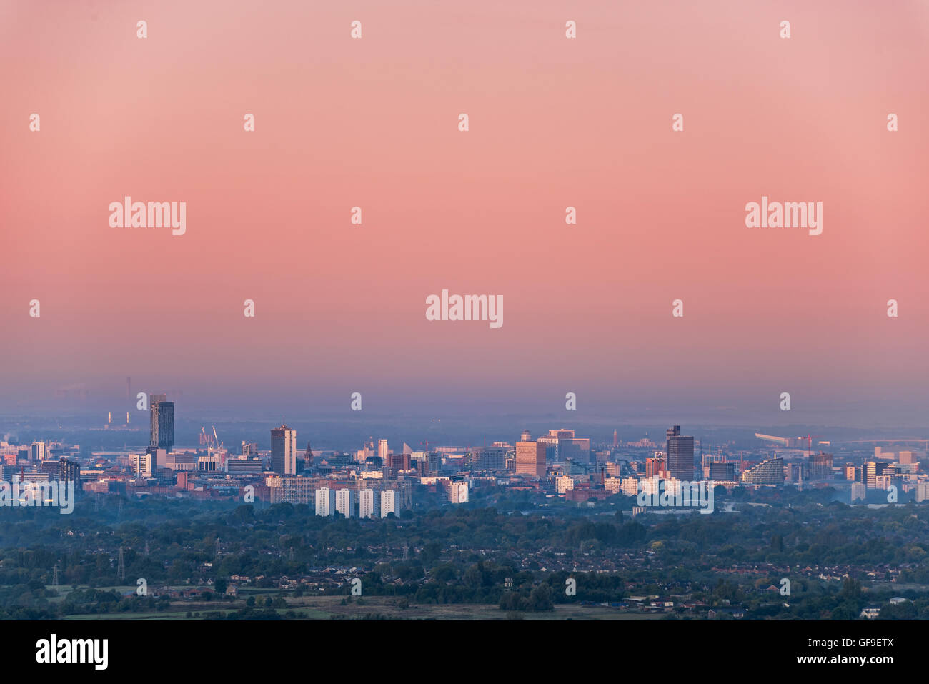 Panoramablick auf die Skyline von Manchester. Stockfoto