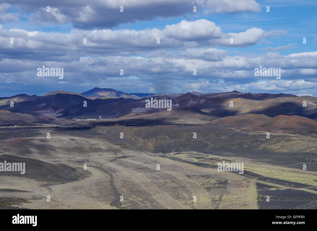 Farbenfrohe Hügel. Landschaft der geothermischen Feld nahe Mvatmn See, Island. Stockfoto