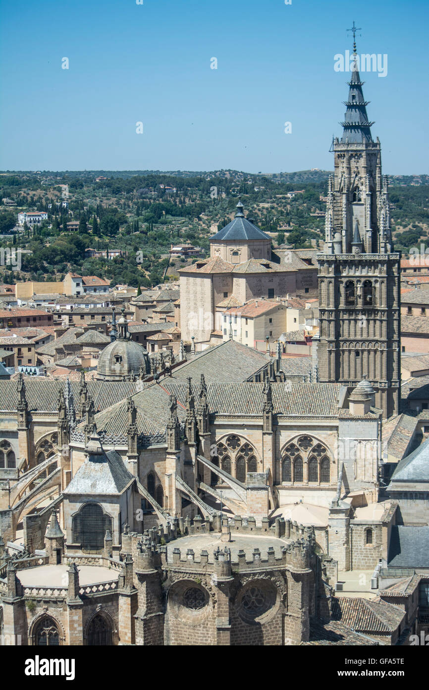 Blick über die Dächer von der spanischen Stadt Toledo aus dem Alcazar Stockfoto