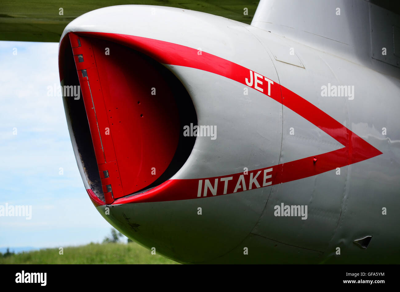Detail der Aufnahme und Rumpf der Oldtimer-Flugzeuge Stockfoto